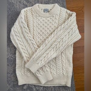 L.L. Bean 100% Wool Fisherman Sweater, Men’s Small